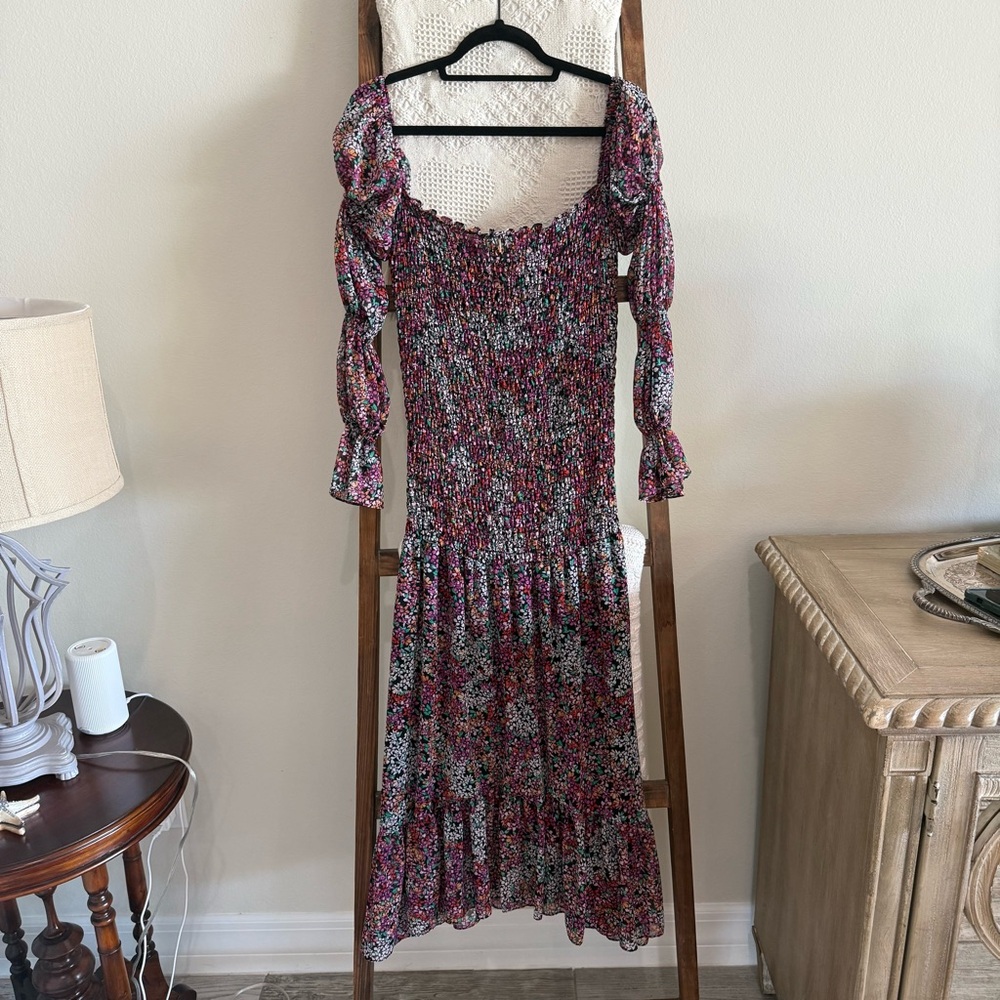 NWT MISA Los Angeles Sabrina Multicolored Floral Off The Shoulder Maxi Dress - Picture 7 of 7